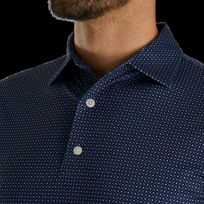 FootJoy Shirts Men Dot Geo Lisle Navy Light Blue White FootJoy Shirts Men Dot Geo Lisle Navy Light Blue White