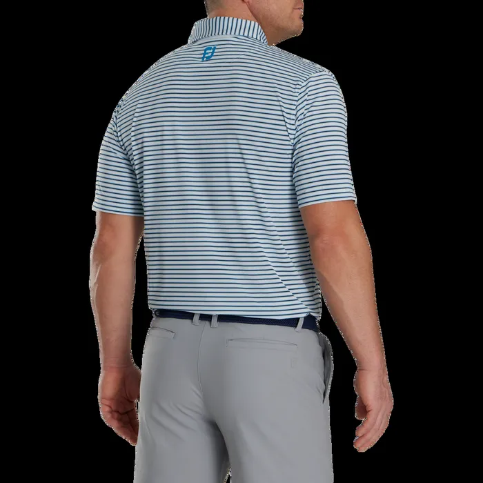 FootJoy Shirts Men Pinstripe Lisle White Navy Blue FootJoy Shirts Men Pinstripe Lisle White Navy Blue