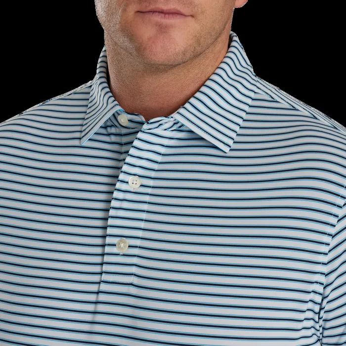 FootJoy Shirts Men Pinstripe Lisle White Navy Blue FootJoy Shirts Men Pinstripe Lisle White Navy Blue