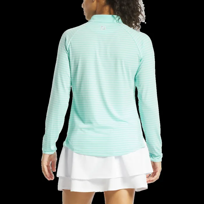 FootJoy Shirts Women QuarterZip Long Sleeve Sun Protection Aqua FootJoy Shirts Women QuarterZip Long Sleeve Sun Protection Aqua