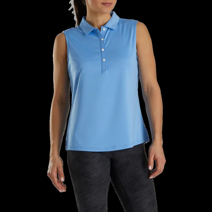 FootJoy Shirts Women Solid Lisle Sleeveless Light Blue