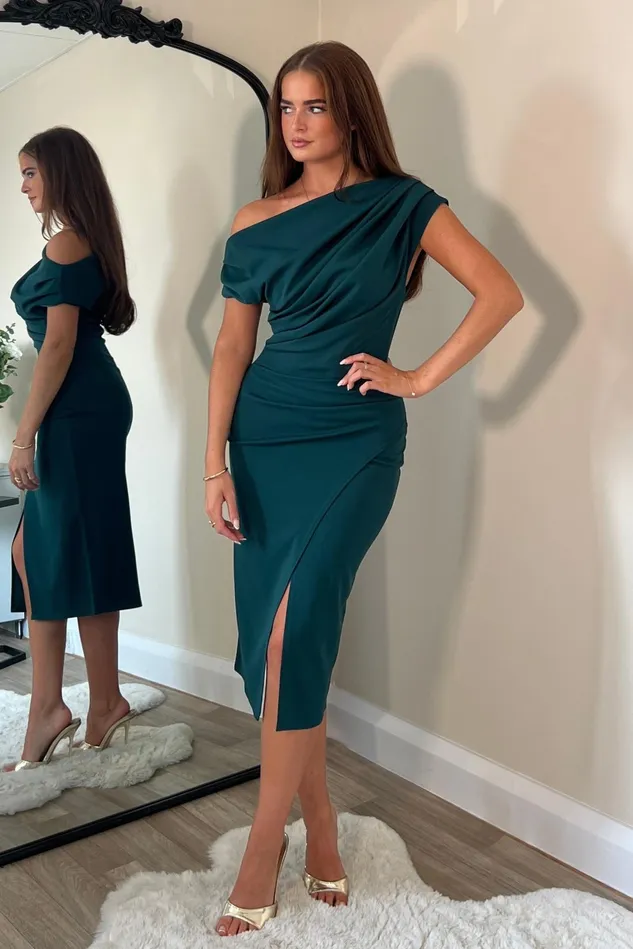 Girl In Mind Bodycon Dresses Ariana Asymmetric Midi Dress Green 8211 Women