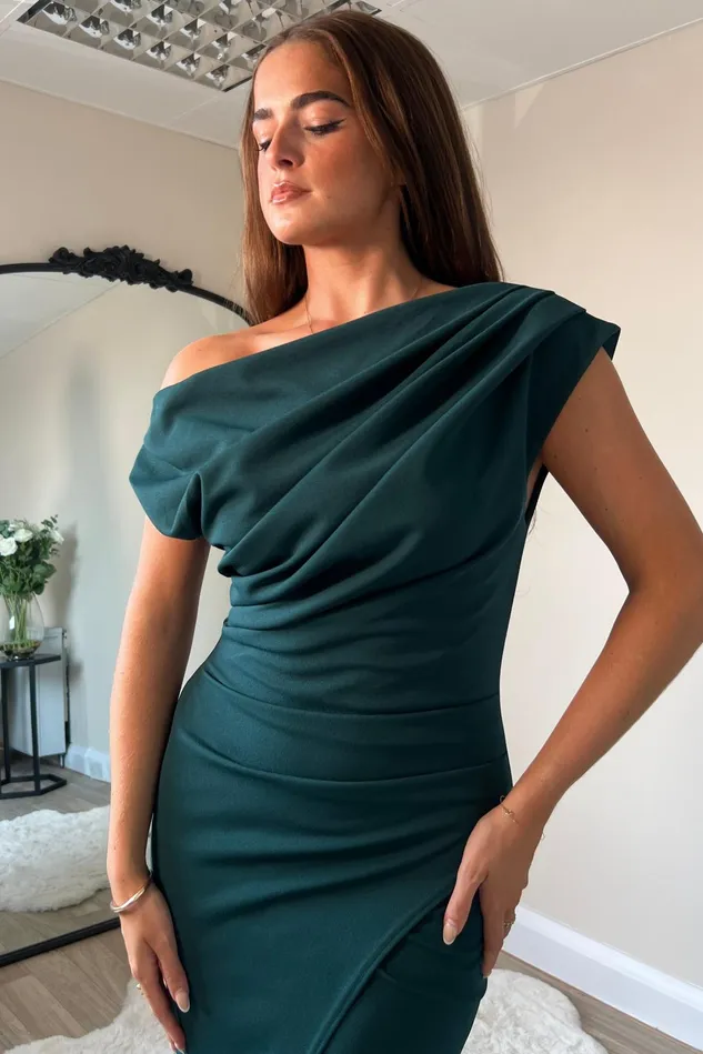Girl In Mind Bodycon Dresses Ariana Asymmetric Midi Dress Green 8211 Women