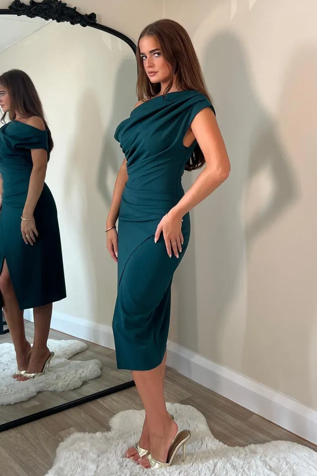 Girl In Mind Bodycon Dresses Ariana Asymmetric Midi Dress Green 8211 Women