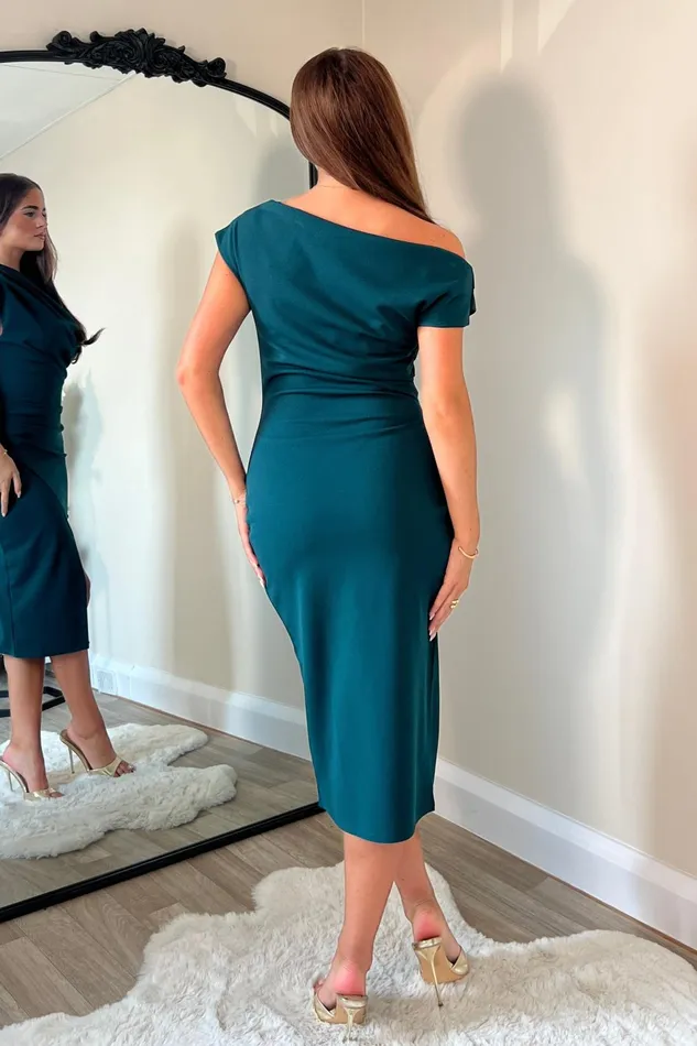 Girl In Mind Bodycon Dresses Ariana Asymmetric Midi Dress Green 8211 Women