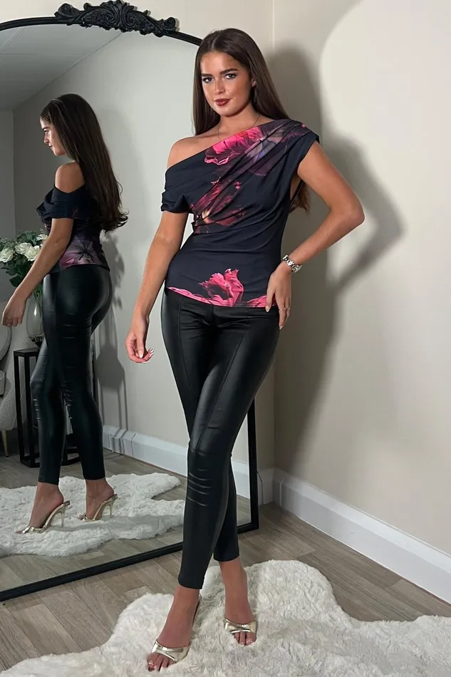 Girl In Mind Bodycon Dresses Donna Asymmetric Top Pink Floral 8211 Women