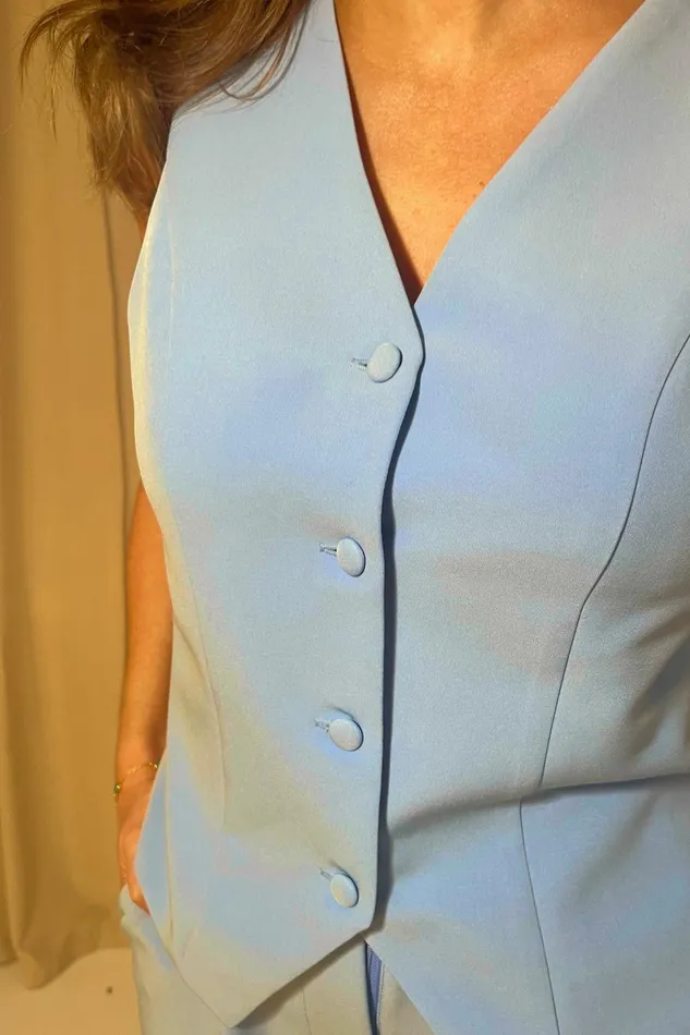Girl In Mind CoOrds Bobbi Tailored Waistcoat Sky Blue 8211 Women
