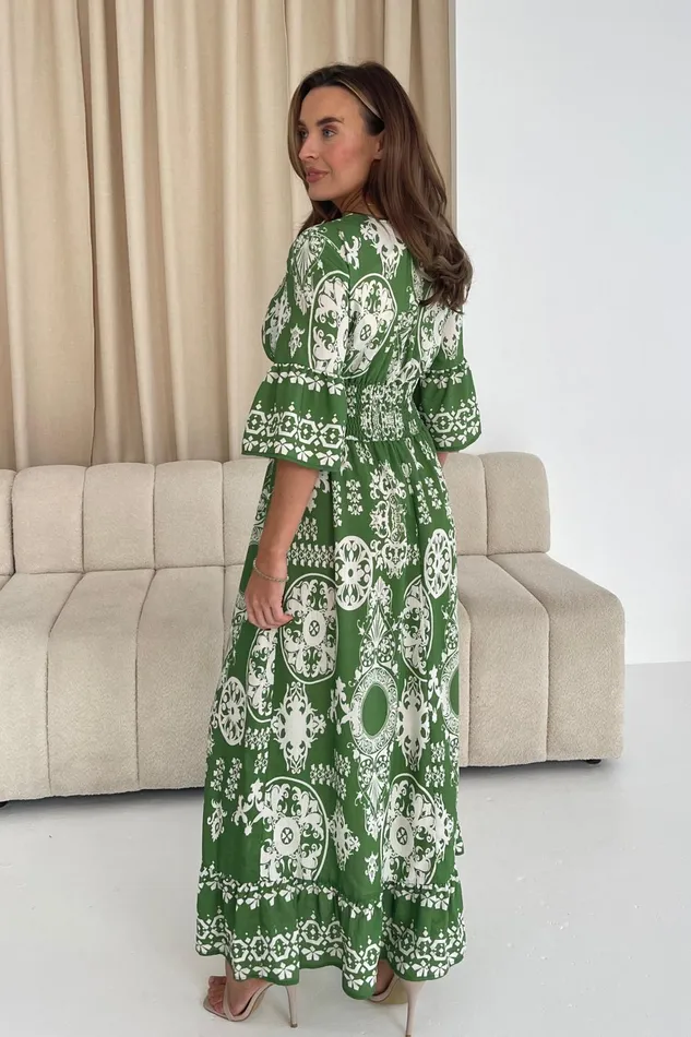 Girl In Mind CoOrds Dorothy Border Print Maxi Dress Green 8211 Women