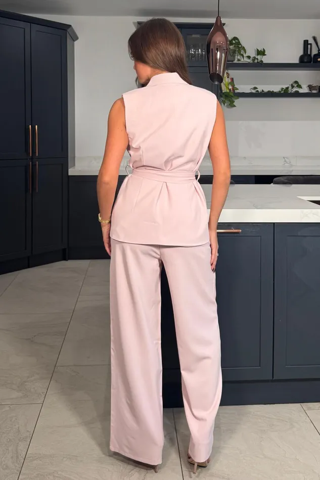 Girl In Mind CoOrds Malaika Pink Sleeveless Belted Blazer 8211 Women