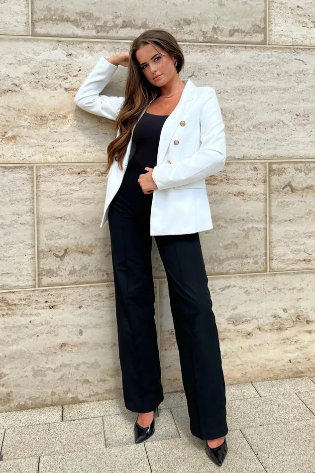 Girl In Mind Jackets Edith White And Gold Button Detail Blazer 8211 Women