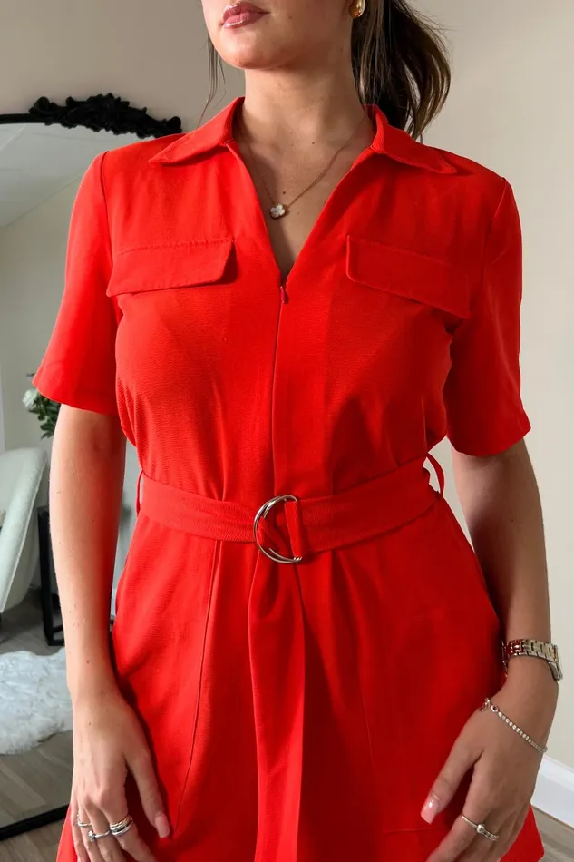 Girl In Mind Jumpsuits and Playsuits Clementine Orange Utility Style Playsuit 8211 Women