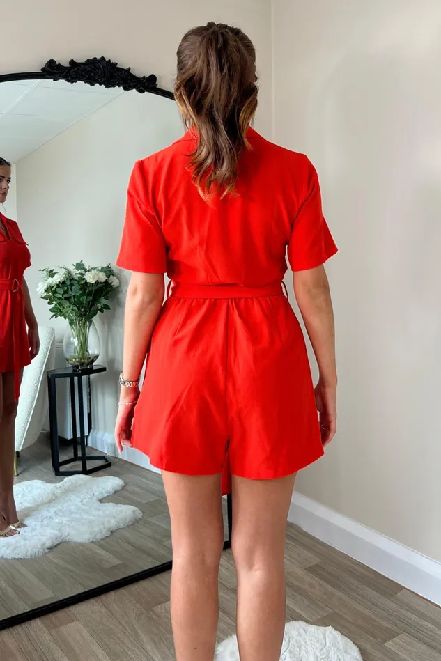 Girl In Mind Jumpsuits and Playsuits Clementine Orange Utility Style Playsuit 8211 Women