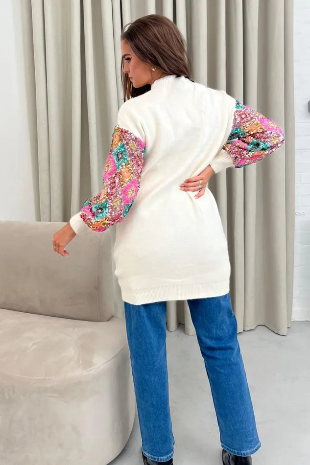 Girl In Mind Knitwear Bethany Sequin Knitted Jumper Dress Cream 8211 Women