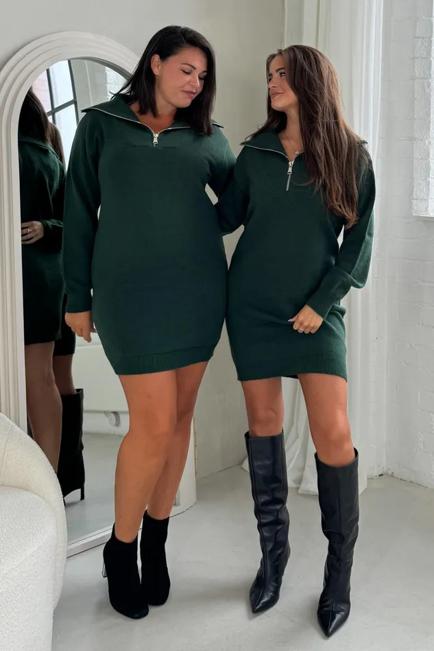 Girl In Mind Knitwear Hayes 14 Zip Green Knit Jumper Dress 8211 Women Girl In Mind Knitwear Hayes 14 Zip Green Knit Jumper Dress 8211 Women