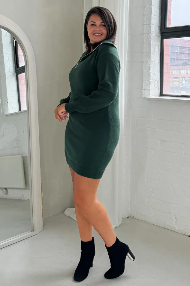 Girl In Mind Knitwear Hayes 14 Zip Green Knit Jumper Dress 8211 Women Girl In Mind Knitwear Hayes 14 Zip Green Knit Jumper Dress 8211 Women