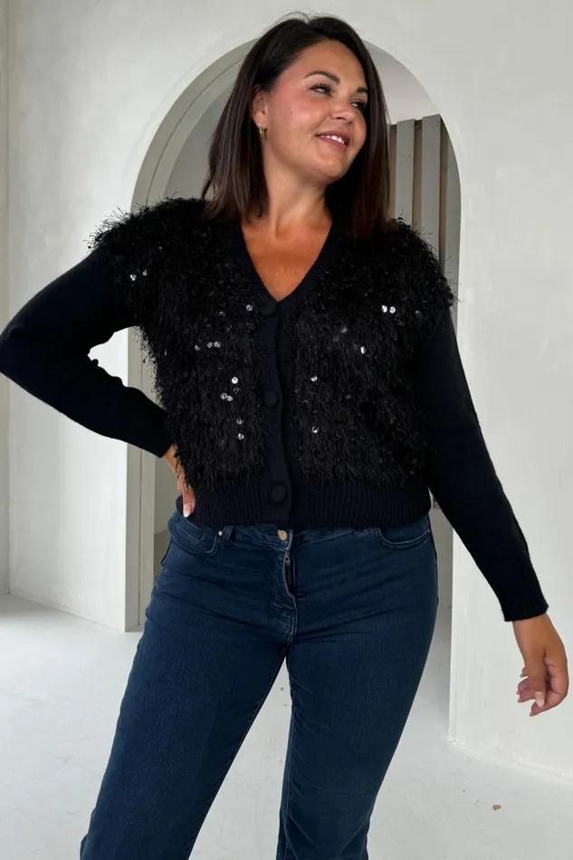 Girl In Mind Knitwear Josie Black Knit Textured Cardigan 8211 Women