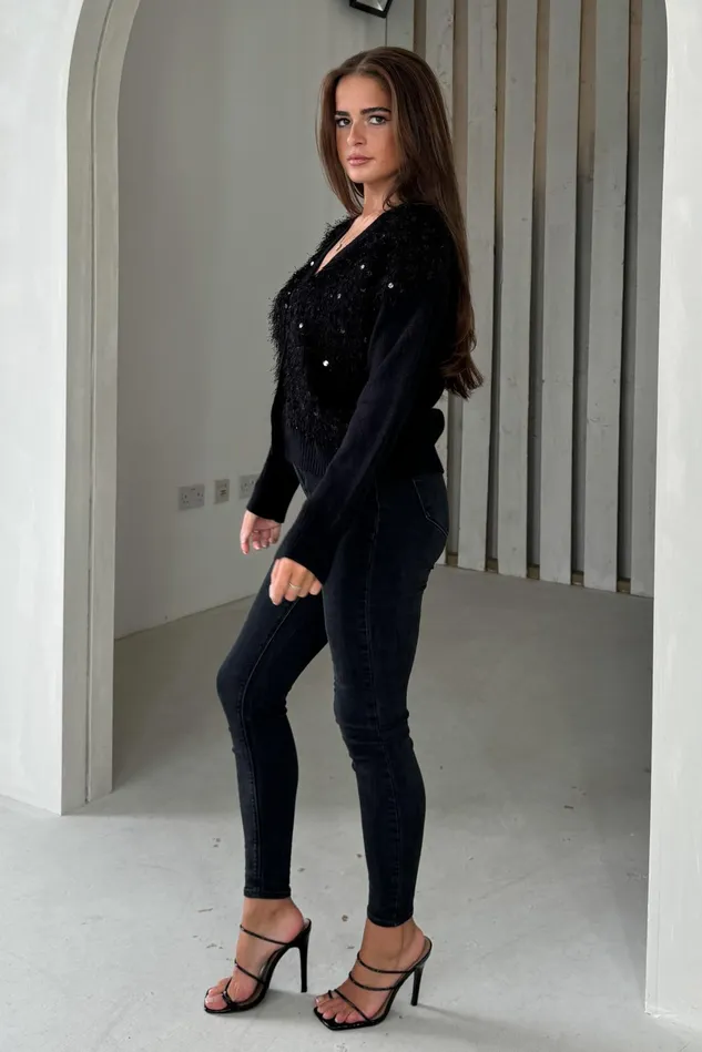 Girl In Mind Knitwear Josie Black Knit Textured Cardigan 8211 Women