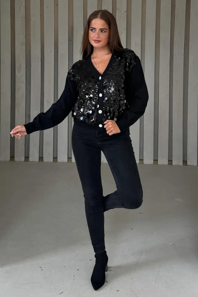 Girl In Mind Knitwear Rita Black And Silver Sequin Knit Cardigan 8211 Women