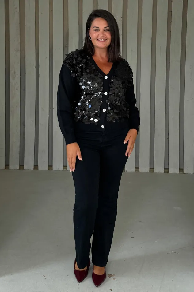 Girl In Mind Knitwear Rita Black And Silver Sequin Knit Cardigan 8211 Women Girl In Mind Knitwear Rita Black And Silver Sequin Knit Cardigan 8211 Women
