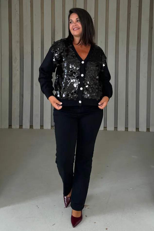 Girl In Mind Knitwear Rita Black And Silver Sequin Knit Cardigan 8211 Women Girl In Mind Knitwear Rita Black And Silver Sequin Knit Cardigan 8211 Women