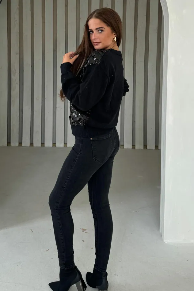Girl In Mind Knitwear Rita Black And Silver Sequin Knit Cardigan 8211 Women Girl In Mind Knitwear Rita Black And Silver Sequin Knit Cardigan 8211 Women
