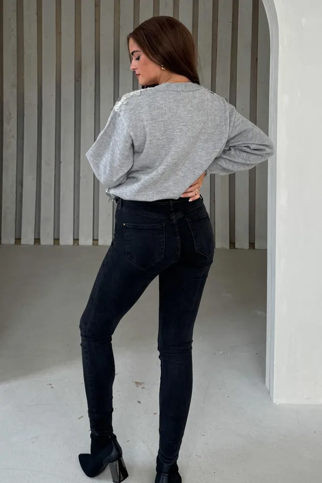 Girl In Mind Knitwear Rita Grey And Silver Sequin Knit Cardigan 8211 Women Girl In Mind Knitwear Rita Grey And Silver Sequin Knit Cardigan 8211 Women