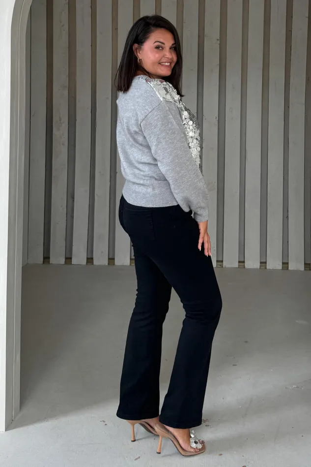 Girl In Mind Knitwear Rita Grey And Silver Sequin Knit Cardigan 8211 Women Girl In Mind Knitwear Rita Grey And Silver Sequin Knit Cardigan 8211 Women