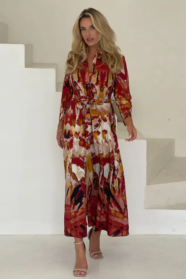 Girl In Mind Maxi Dresses Angela Mixed Abstarct Shirt Maxi Dress 8211 Women