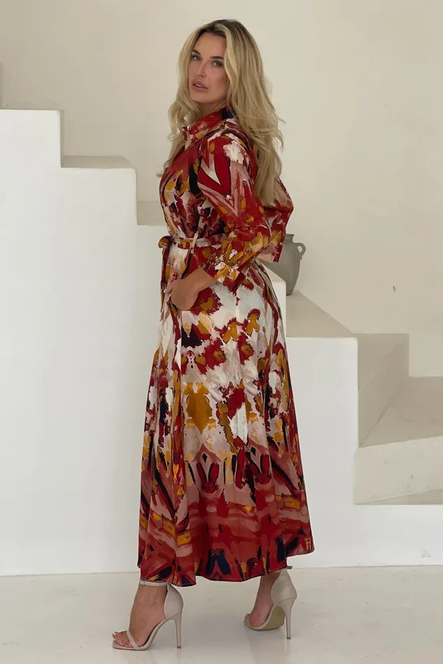 Girl In Mind Maxi Dresses Angela Mixed Abstarct Shirt Maxi Dress 8211 Women