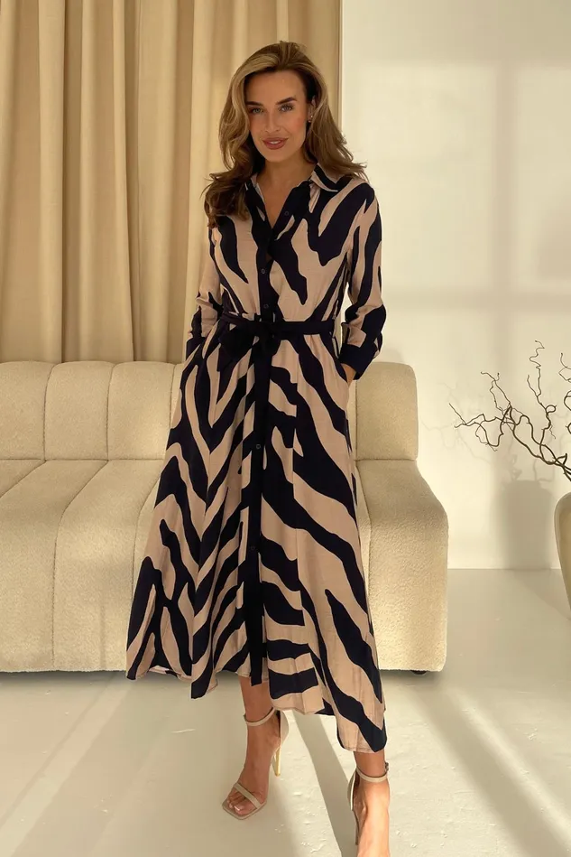 Girl In Mind Maxi Dresses Angela Navy Animal Shirt Maxi Dress 8211 Women
