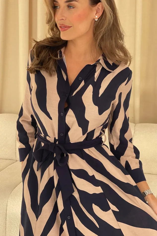 Girl In Mind Maxi Dresses Angela Navy Animal Shirt Maxi Dress 8211 Women