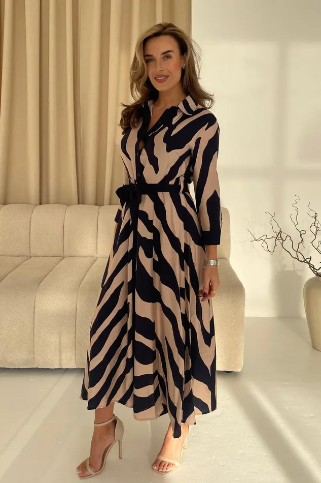 Girl In Mind Maxi Dresses Angela Navy Animal Shirt Maxi Dress 8211 Women