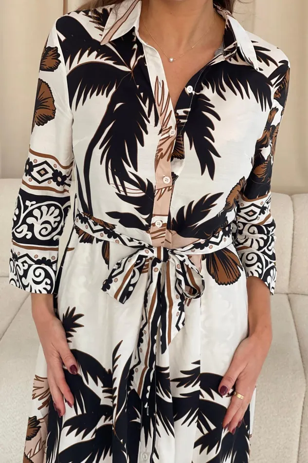 Girl In Mind Maxi Dresses Angela Palm Print Shirt Maxi Dress 8211 Women