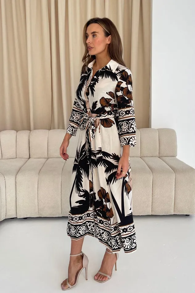 Girl In Mind Maxi Dresses Angela Palm Print Shirt Maxi Dress 8211 Women