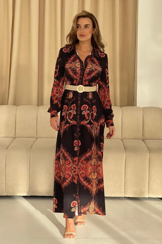 Girl In Mind Maxi Dresses Bowie Tiered Maxi Shirt Dress In Black 8211 Women