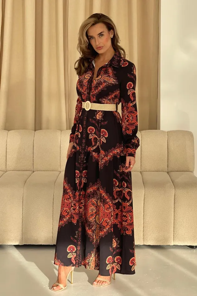 Girl In Mind Maxi Dresses Bowie Tiered Maxi Shirt Dress In Black 8211 Women