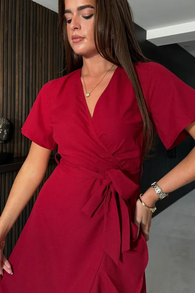 Girl In Mind Maxi Dresses Farrah Split Hem Frill Detail Maxi Dress Wine 8211 Women