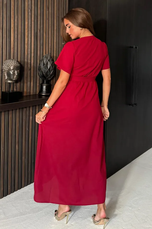 Girl In Mind Maxi Dresses Farrah Split Hem Frill Detail Maxi Dress Wine 8211 Women