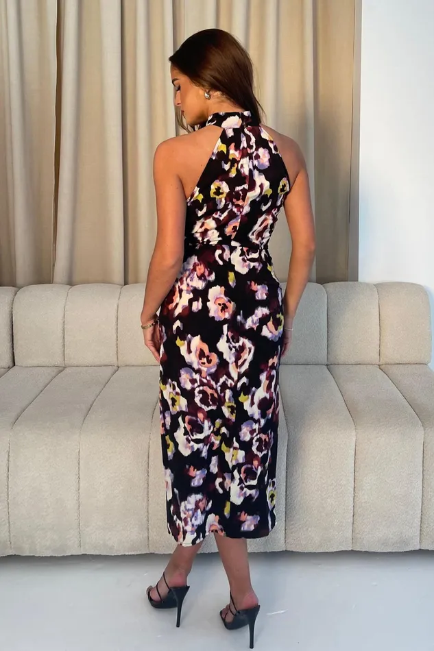 Girl In Mind Midi Dresses Alessia Halterneck Wrap Detail Midi Dress Floral 8211 Women