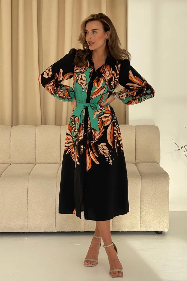 Girl In Mind Midi Dresses Kaya Floral Border Print Midi Shirt Dress Beige 8211 Women Girl In Mind Midi Dresses Kaya Floral Border Print Midi Shirt Dress Beige 8211 Women