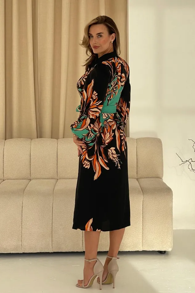 Girl In Mind Midi Dresses Kaya Floral Border Print Midi Shirt Dress Beige 8211 Women