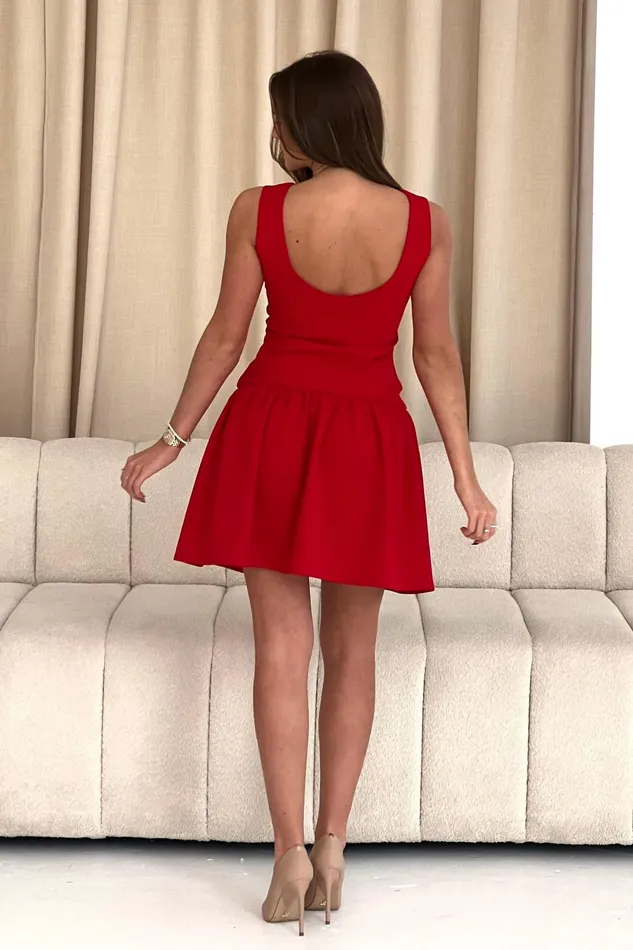 Girl In Mind Mini Dresses Codi Boat Neck Low Back Mini Dress Red 8211 Women