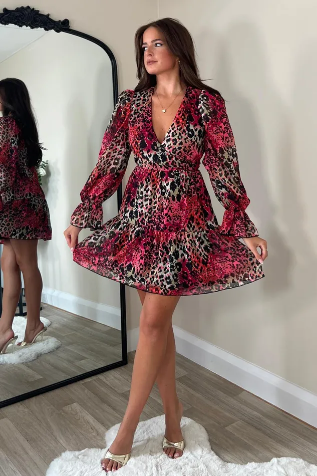 Girl In Mind Mini Dresses Gia Red Animal Mini Dress 8211 Women