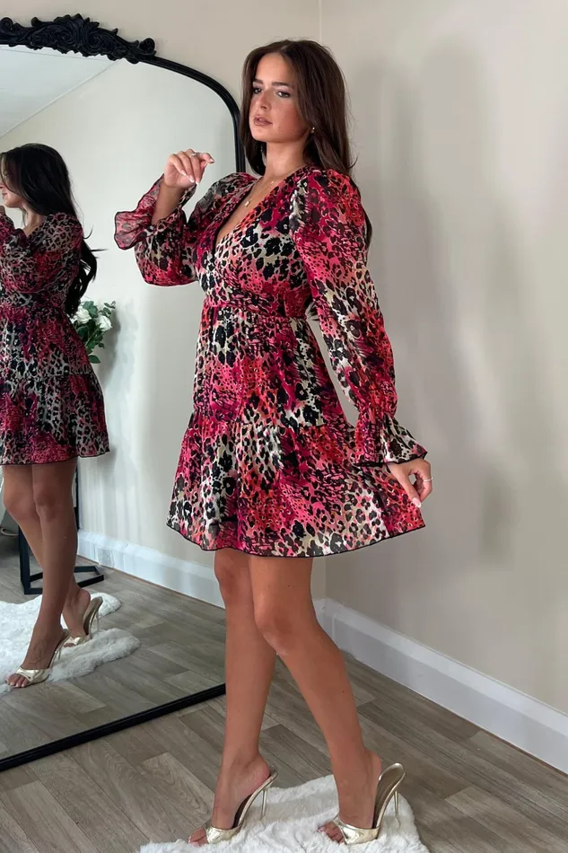 Girl In Mind Mini Dresses Gia Red Animal Mini Dress 8211 Women