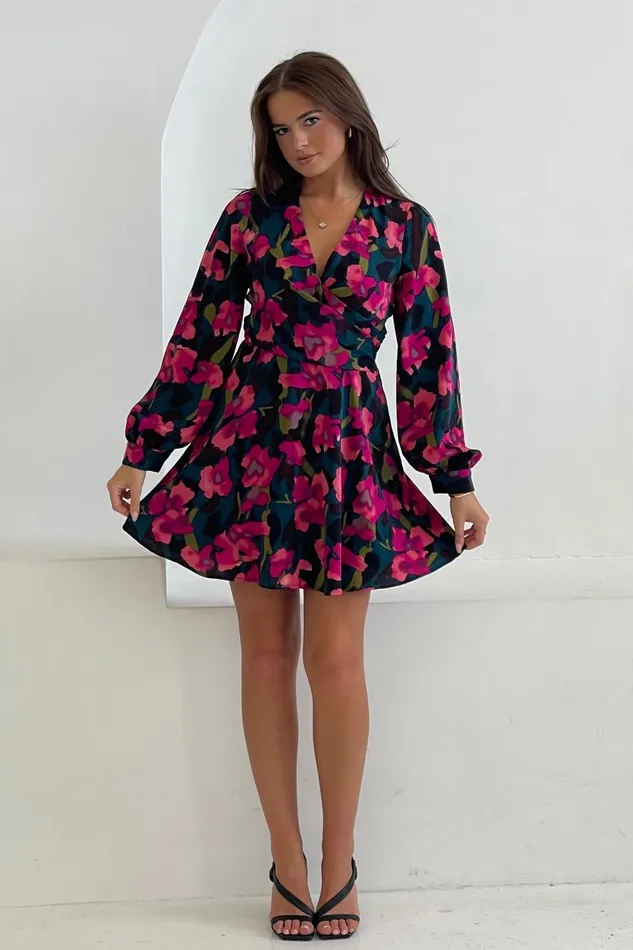 Girl In Mind Mini Dresses Ruth Floral Wrap Mini Skater Dress 8211 Women