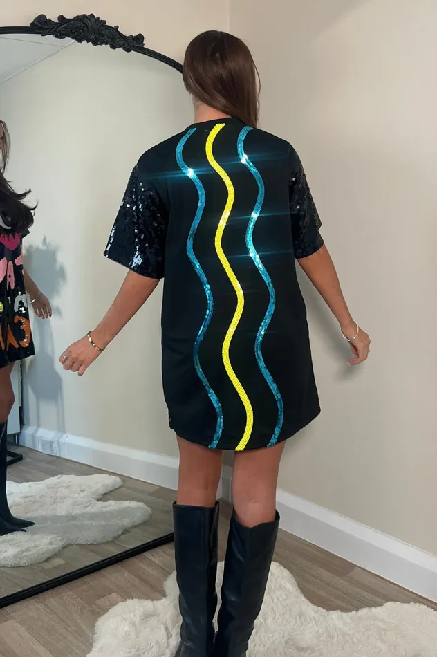 Girl In Mind Mini Dresses Wild Dreams 8211 Black Multi Sequin Mini TShirt Dress 8211 Women