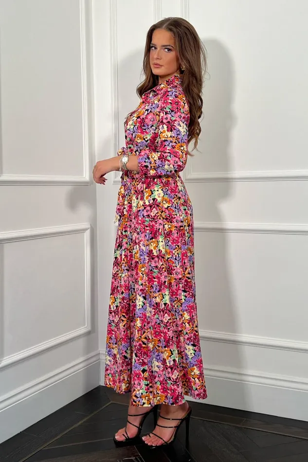 Girl In Mind Shirt Dresses Angela Multi Floral Long Sleeve Shirt Dress 8211 Women