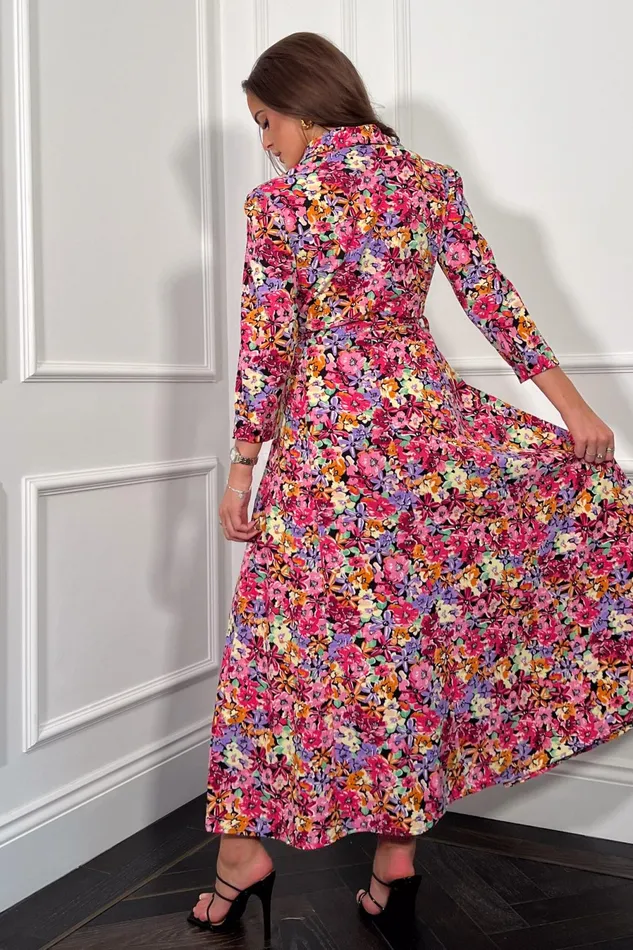 Girl In Mind Shirt Dresses Angela Multi Floral Long Sleeve Shirt Dress 8211 Women