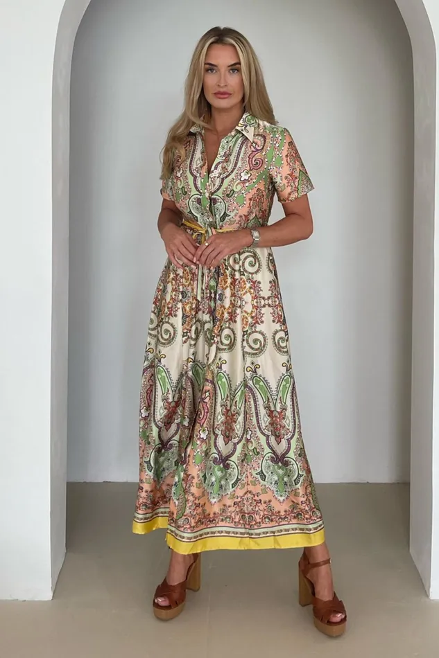 Girl In Mind Shirt Dresses Aurora Maxi Border Print Shirt Dress Peach 8211 Women Girl In Mind Shirt Dresses Aurora Maxi Border Print Shirt Dress Peach 8211 Women