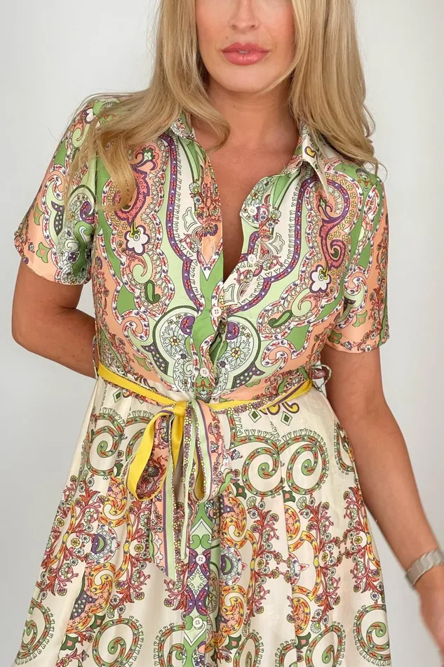 Girl In Mind Shirt Dresses Aurora Maxi Border Print Shirt Dress Peach 8211 Women